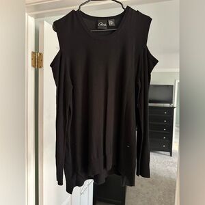 Black Cold-Shoulder Long Sleeve Top Size L